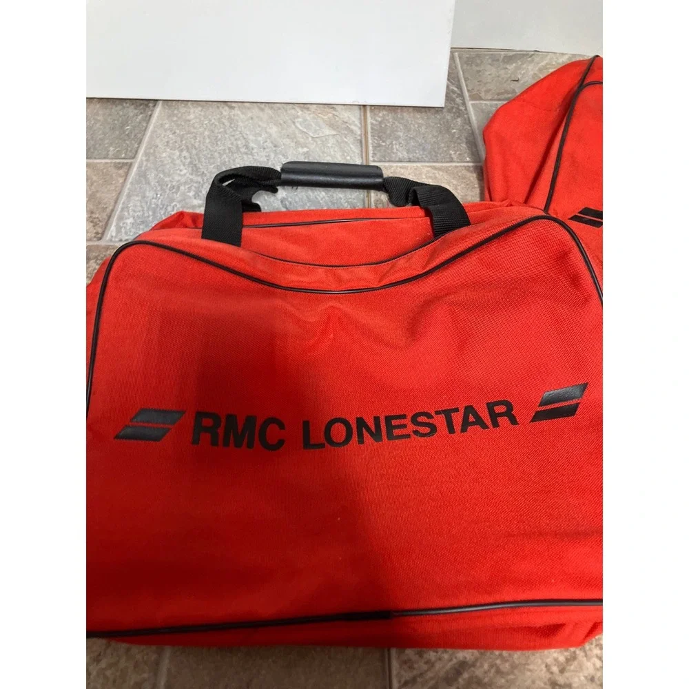 RMC Lonestar Red Canvas Duffel Bag Set of 2 Travel Gym Tote Black Handles